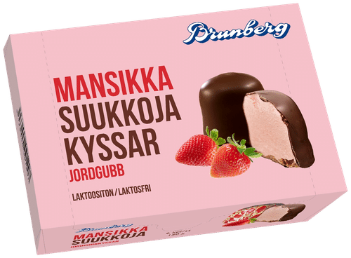 Brunberg 草莓之吻涂层棉花糖 150克/6个｜Brunberg Mansikkasuukko kuorrutettuja vaahtomakeisia 150g/6kpl