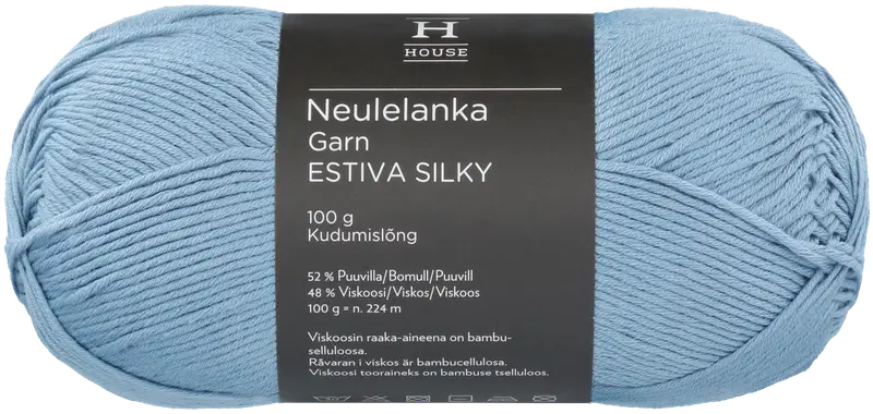 House Estiva Silky 竹粘胶棉混纺毛线 100克 牛仔蓝 12408｜House lanka bambuviskoosi-puuvillasekoite Estiva Silky 100 g Denim Blue 12408