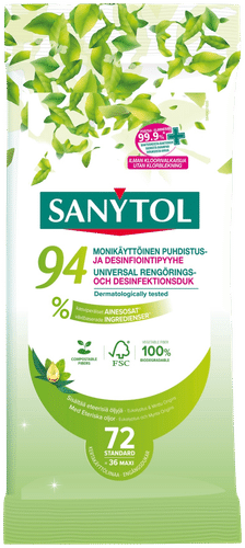 Sanytol 多功能清洁消毒湿巾，94%植物成分 72 kpl