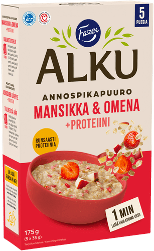 Fazer Alku Mansikka & omena Proteiini annospikapuuro 175 g (5 × 35 g)
