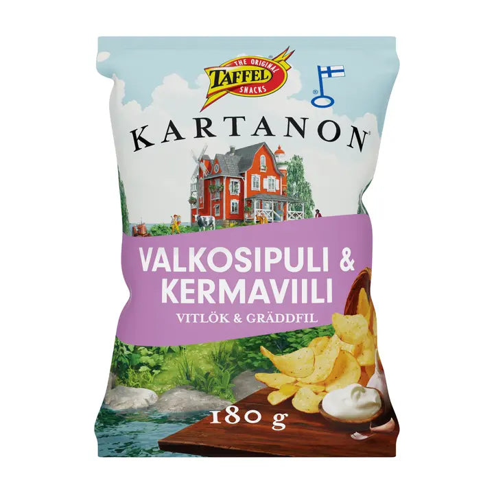 Taffel Kartanon valkosipuli & kermaviili maustettu sipsi 180g-Taffel Kartanon 大蒜酸奶油味薯片 180g