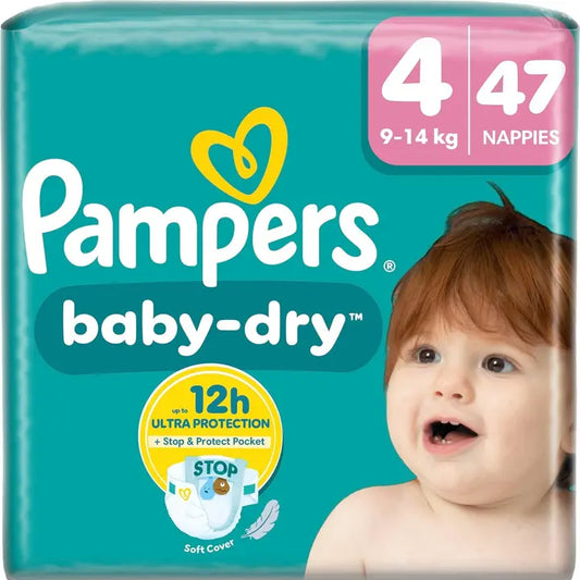 Pampers Baby Dry S4 9-14kg 47kpl vaippa｜Pampers Baby Dry S4 9-14公斤 47片纸尿裤