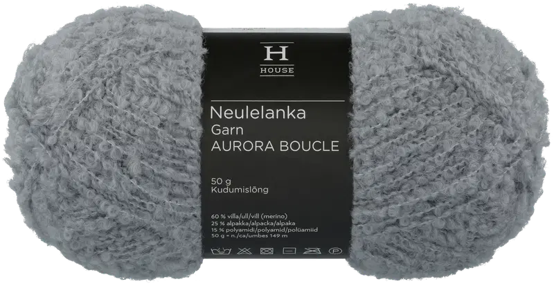 House 线 Aurora 圈圈纱 50克 灰色 14221｜House lanka Aurora boucle 50 g grey 14221