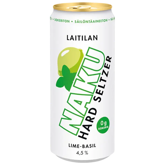 Laitilan Naku Lime-Basil 4,5 til-% 0,33L hard seltzer｜Laitilan Naku 青柠罗勒 4.5 vol% 0.33L 硬苏打水