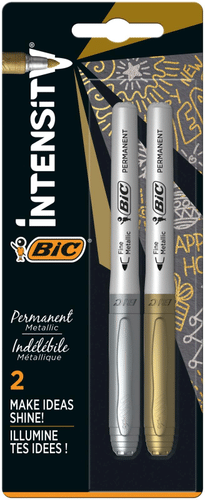 BiC Intensity金色银色马克笔 2kpl