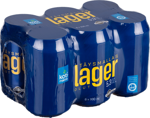6 x Kotimaista Täysmallaslager 5,3% 0,33L olut