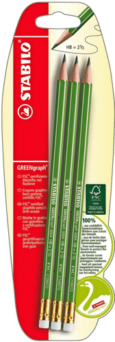 STABILO GreenGraph带橡皮铅笔 3kpl