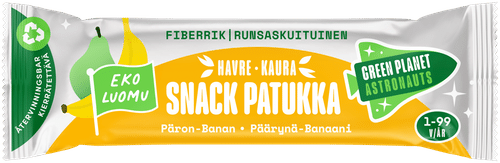Green Planet Astronauts 有机燕麦棒 梨香蕉 12个月+ 25g｜Green Planet Astronauts Luomu kaurapatukka Päärynä-banaani 12 kk+ 25g