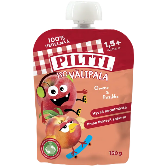 Piltti Iso Välipala 150g Omena-Persikka 1,5+v annospussi｜Piltti Big Snack 150克苹果桃子1.5+y份袋