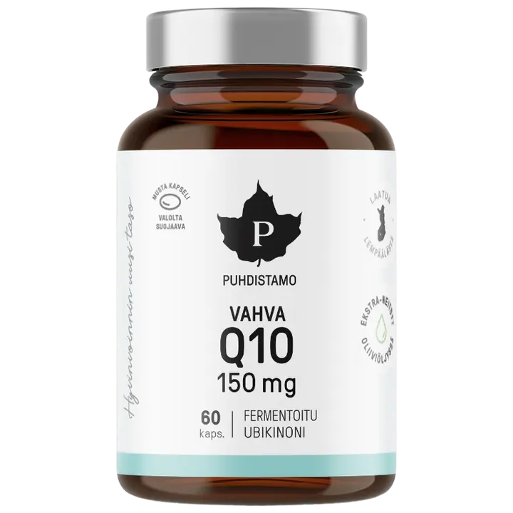 Puhdistamo Vahva Q10 Ubikinoni 150 mg 60 kaps.｜Puhdistamo 强效 Q10 泛醌 150 毫克 60 粒胶囊。