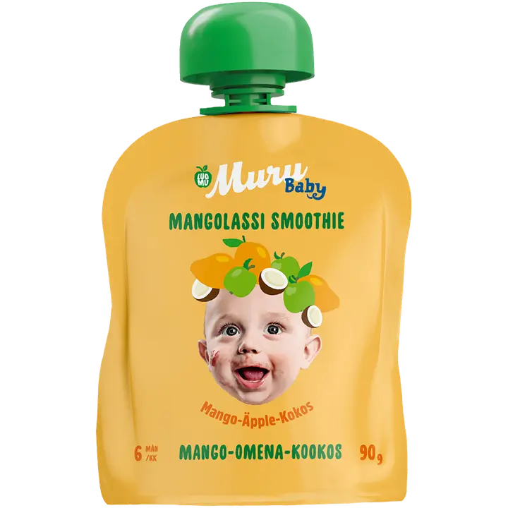 Muru Baby  Mangolassi Smoothie 6 kk  Luomu mango-omena-kookos 90 g｜Muru Baby Mangolassi Smoothie 6 个月有机芒果-苹果-椰子 90 g