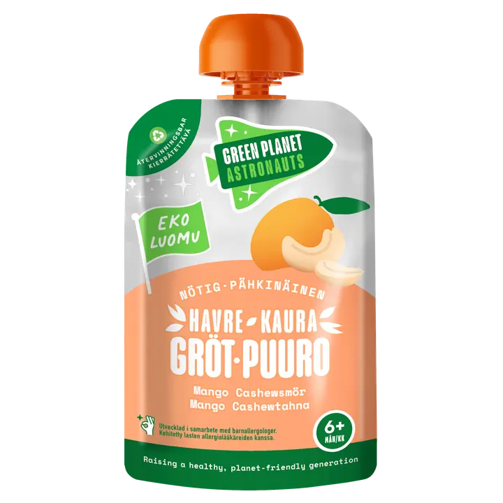 Green Planet Astronauts LUOMU pähkinäinen kaurapuuro mango 100g 6kk+｜Green Planet Astronauts 有机坚果燕麦片芒果 100 克 6 个月+