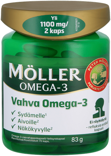 Möller 强效欧米伽-3脂肪酸胶囊营养补充剂90克/70粒｜Möller Vahva omega-3 omega-3-rasvahappokapseli ravintolisä 90g/70kaps