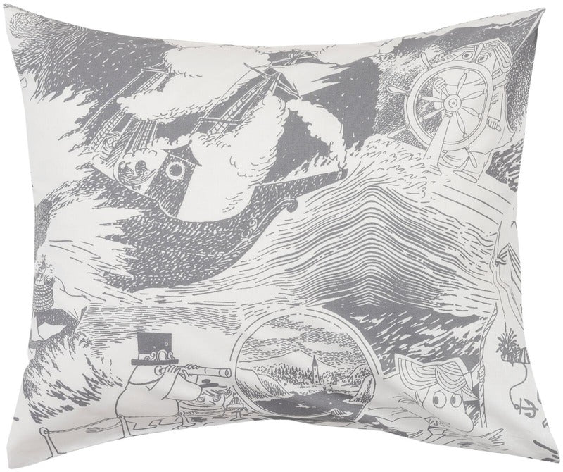 Moomin Arabia 姆明被套套装 150x210 航海 灰色 GOTS｜Moomin Arabia Muumi pussilakanasetti 150x210 Purjehdus harmaa GOTS
