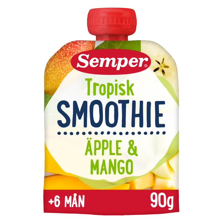 Semper Smoothie Tropisk Omena&Mango 6kk hedelmäsose 90g｜Semper Smoothie Tropisk 苹果芒果 6 个月果泥 90g