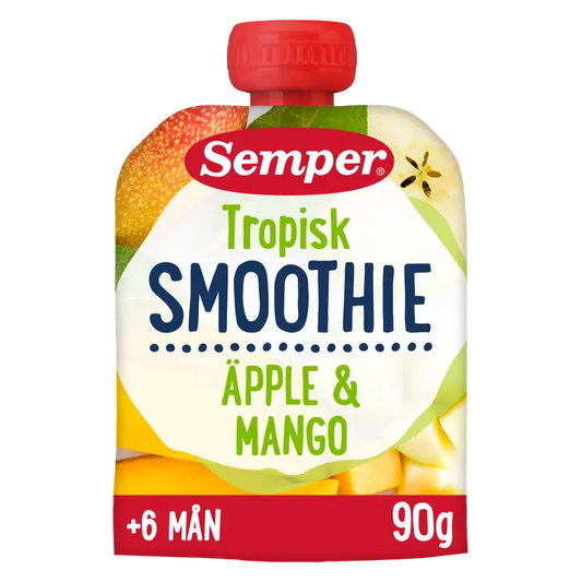 Semper Smoothie Tropisk Omena&Mango 6kk hedelmäsose 90g｜Semper Smoothie Tropisk 苹果芒果 6 个月果泥 90g