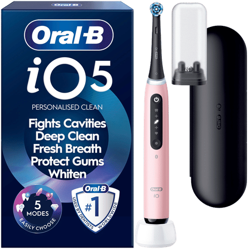 Oral-B iO5 Blush Pink sähköhammasharja +Travel Case+Refill Holder