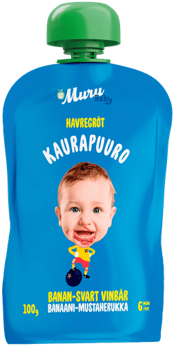 Muru Baby 有机燕麦粥 香蕉黑加仑 6个月起 100 g｜Muru Baby Luomukaurapuuro, banaani ja mustaherukka, alkaen 6 kk, 100 g