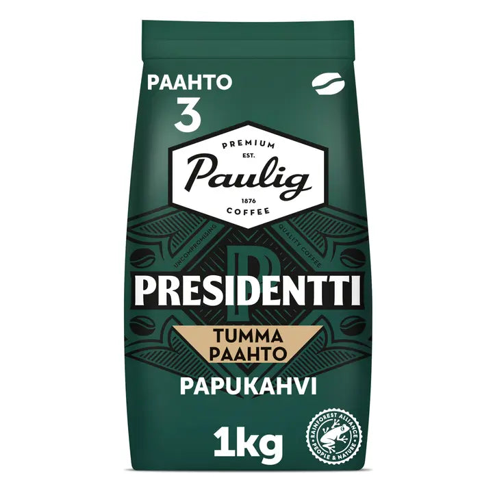 Paulig Presidentti Tumma Paahto kahvi kahvipapu 1kg｜Presidentti Paulig 总统深度烘焙咖啡 咖啡豆 1kg