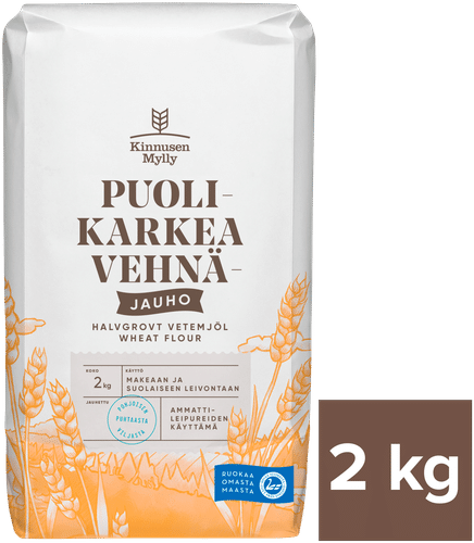 Kinnusen Mylly Puolikarkea vehnäjauho 2 kg｜Kinnusen Mylly 中筋小麦粉 2 kg