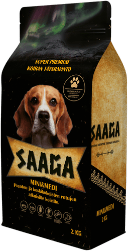 Saaga Mini & Medi täysravinto pienten ja keskikokoisten rotujen aikuisille koirille 2kg