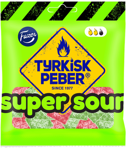 Fazer 土耳其胡椒超酸糖果袋 80g｜Fazer Tyrkisk Peber Super Sour makeispussi 80g