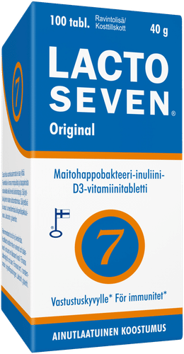 Lacto Seven 100片乳酸菌菊粉制剂40克｜Lacto Seven 100 kpl maitohappobakteeri-inuliinivalmiste 40 gr