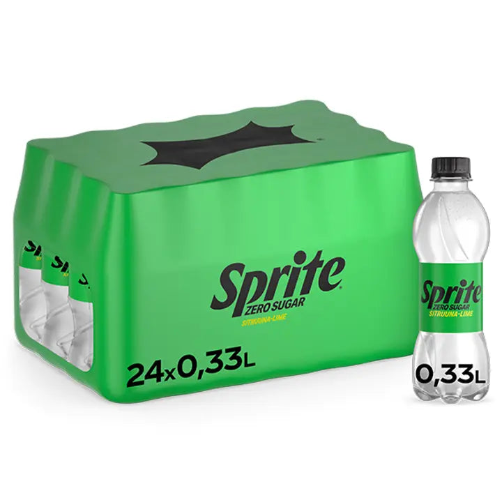 24-pack Sprite Zero Sugar Lemon-Lime virvoitusjuoma muovipullo 0,33 L｜Sprite 24 件装雪碧零糖柠檬酸橙软饮料塑料瓶 0,33 L