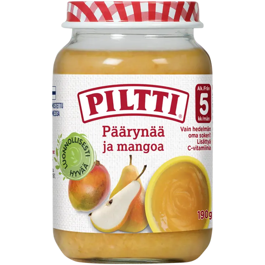 PILTTI 190g Päärynää ja mangoa hedelmäsose 5kk｜Piltti 190克梨芒果果泥5个月