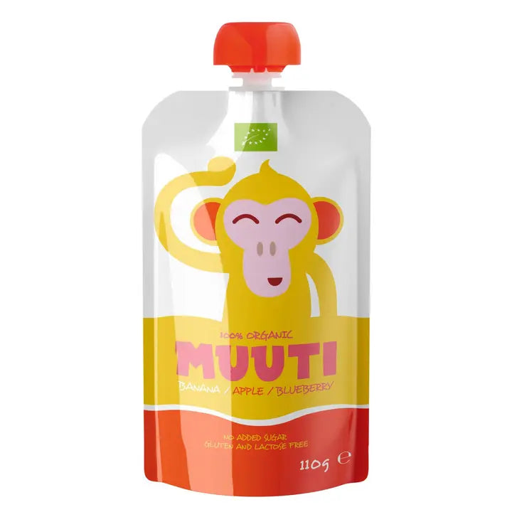 Muuti luomu banaani omena mustikka smoothie 110g 6kk｜Muuti 有机香蕉苹果蓝莓冰沙 110g 6 个月