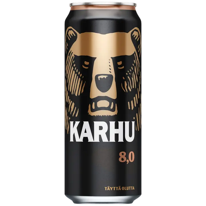 Karhu Lager olut 8,0 til-% tölkki 0,5 L｜Karhu 8.0 vol% 罐装淡饮料 0,5 L