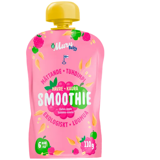 Muru Baby Luomusmoothie vadelma omena kaura alk 6kk 110g｜Muru Baby 有机覆盆子苹果燕麦 6 个月起 110g
