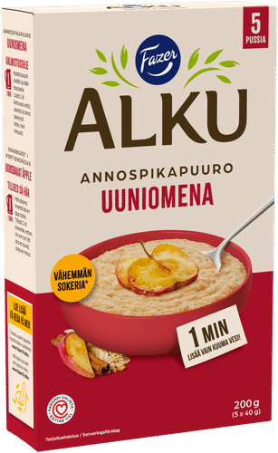 Fazer Alku Uuniomena annospikapuuro 200 g (5 x 40 g)｜Fazer 阿尔库 烤苹果即食燕麦粥 200克（5×40克）