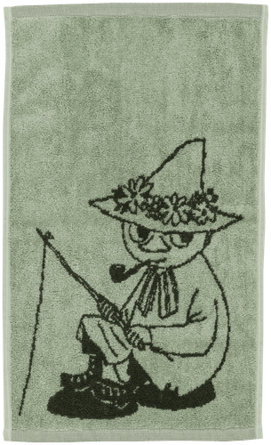 Moomin Arabia Muumi käsipyyhe 30x50 Nuuskamuikkunen vihr.GOTS