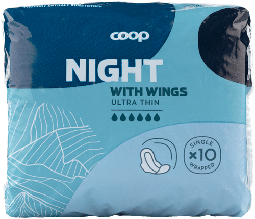 Coop 带护翼超薄夜用卫生巾 10 kpl