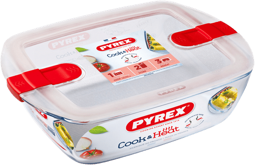 Pyrex 玻璃碗带耐微波炉盖 Cook and Heat 2,5 l