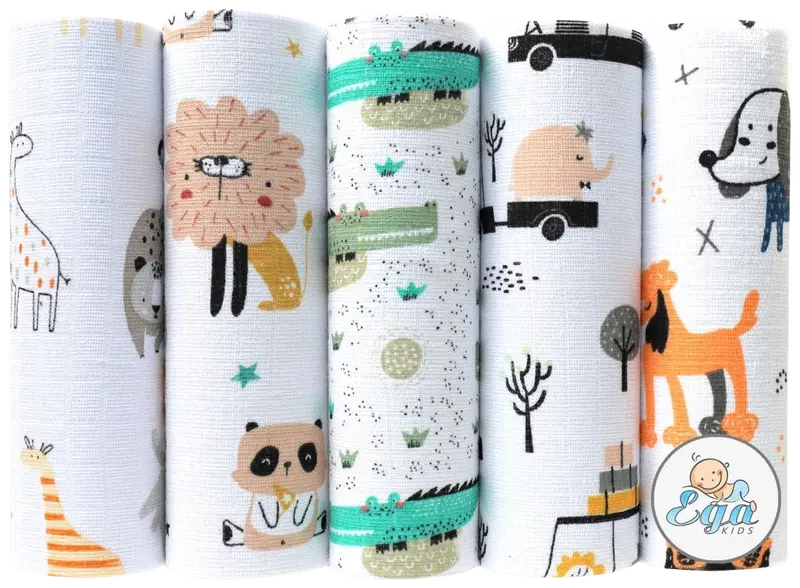 EgaKids 纱布巾5条 70x80 cm｜EgaKids harsoliinat 5 kpl 70x80 cm