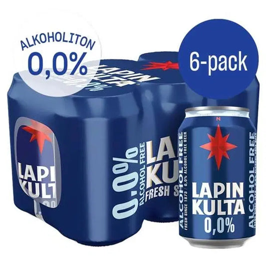6 x Lapin Kulta alkoholiton olut 0,0% 0,33 l｜Lapin Kulta 6 x Lapin Kulta 0度饮料 0.0% 0,33 l