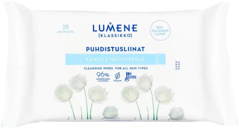 Lumene KLASSIKKO 洁面湿巾（所有肤质） 25kpl｜Lumene KLASSIKKO Puhdistusliinat kaikille ihotyypeille 25kpl
