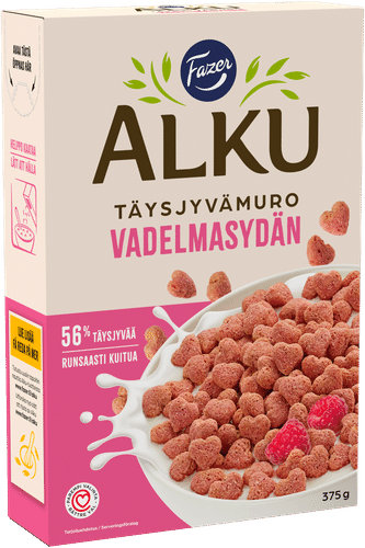 Fazer Alku Vadelmasydän täysjyvämuro 375 g｜Fazer 阿尔库 覆盆子心全麦麦片 375g
