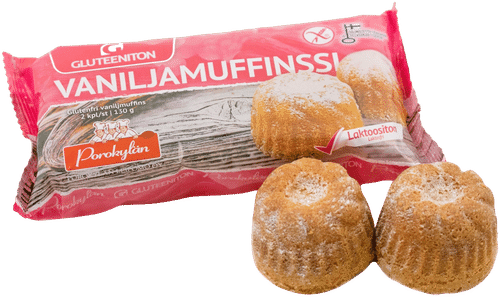 Porokylän Vaniljamuffinssi 2 kpl / 130 g gluteeniton｜Porokylän Leipomo 波罗村香草松饼 2个/130克 无麸质