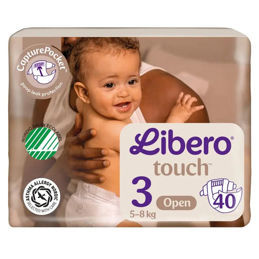 LIBERO Touch teippivaippa koko 3, 40kpl, 5-8 kg｜Libero 触摸胶带尿布尺寸 3，40 片，5-8 公斤