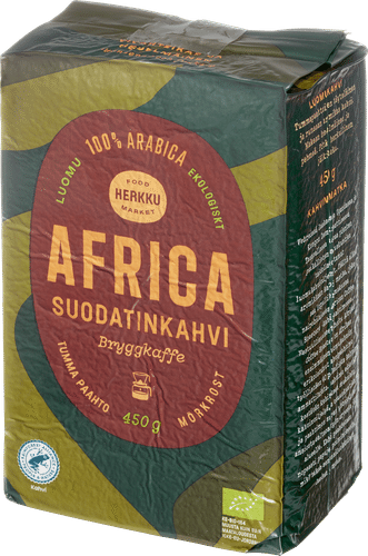Herkku Luomu Africa Suodatinkahvi 450 g tumma paahto｜Herkku 有机非洲过滤咖啡 450 克深度烘焙