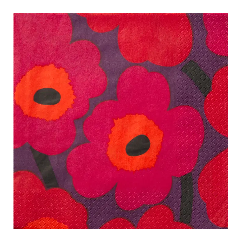 Marimekko 罂粟花红紫色餐巾 20条/33厘米｜Marimekko Unikko punalila lautasliina 20kpl/33cm