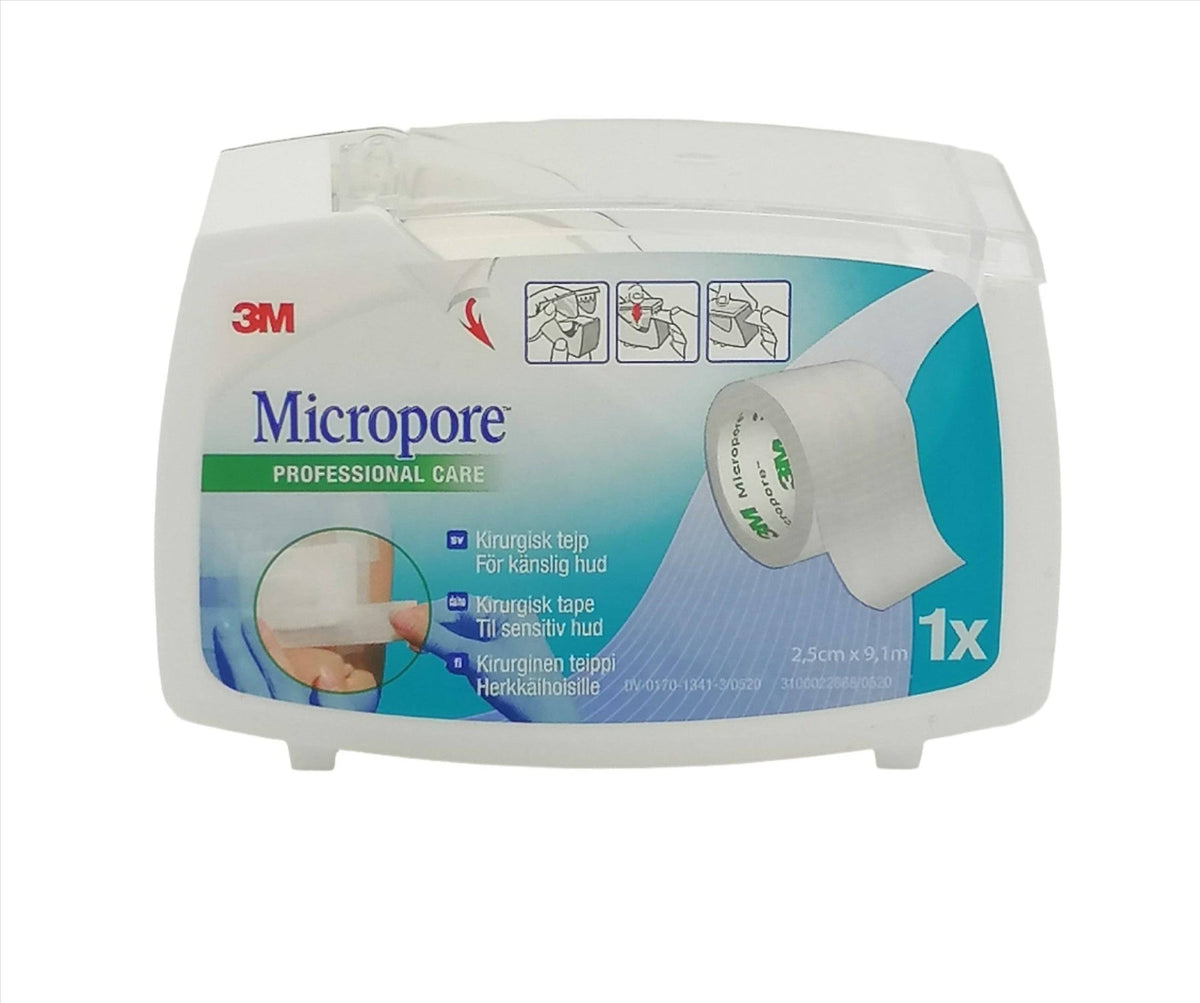 Micropore纤维胶带 白色 2.5厘米 x 9,1 m