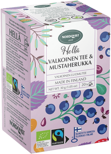 Nordqvist Hellä valkoinen tee & mustaherukka 20x1,5g luomu & Reilu kauppa｜Nordqvist 温和的白茶和黑醋栗 20x1.5g 有机和公平贸易