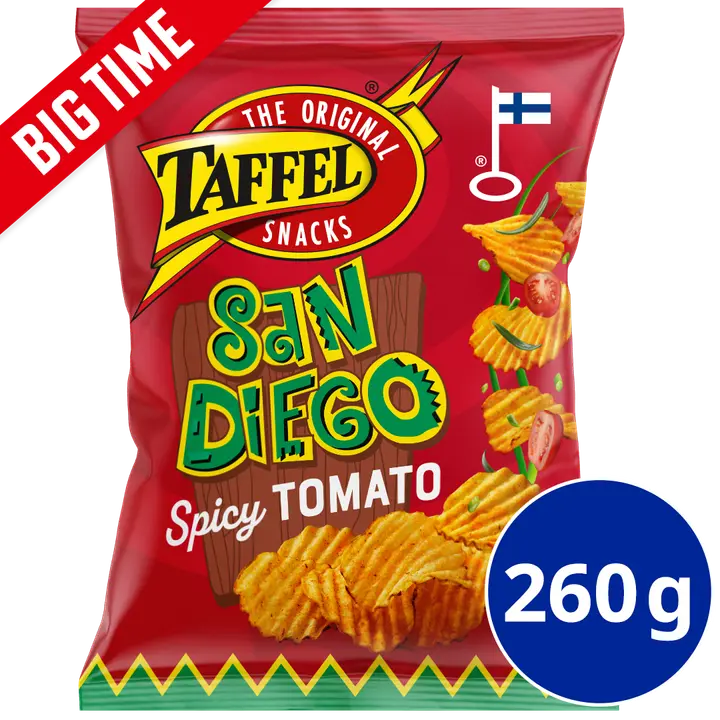 Taffel San Diego spicy tomato maustettu sipsi 260g-Taffel 圣地亚哥辣番茄味薯片 260g