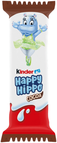 Kinder 快乐河马牛奶可可脆华夫饼棒 20,7g｜Kinder Happy Hippo Maito- ja kaakaokreemillä täytetty rapea vohvelipatukka
 20,7g