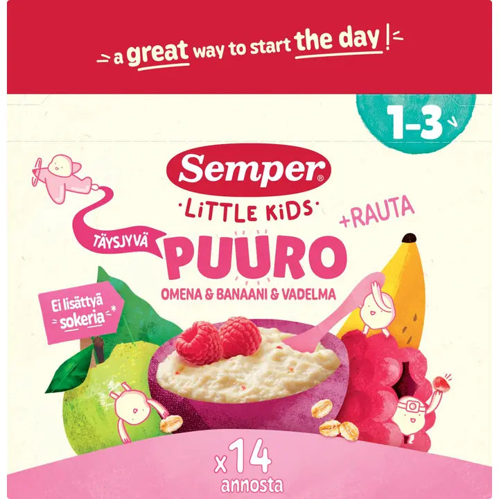 Semper Täysjyväpuuro, omena, banaani & vadelma1-3 v. 500g｜Semper 全麦粥、苹果、香蕉和覆盆子 1-3 岁 500g
