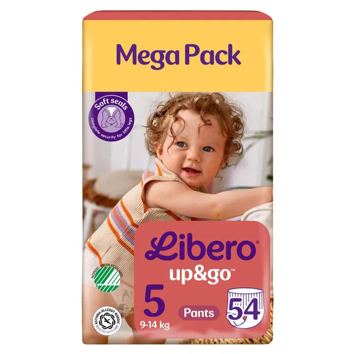 LIBERO Up&Go housuvaippa, koko 5, 54kpl, 9-14 kg｜Libero Up&Go 裤式尿布，尺寸 5，54 片，9-14 公斤